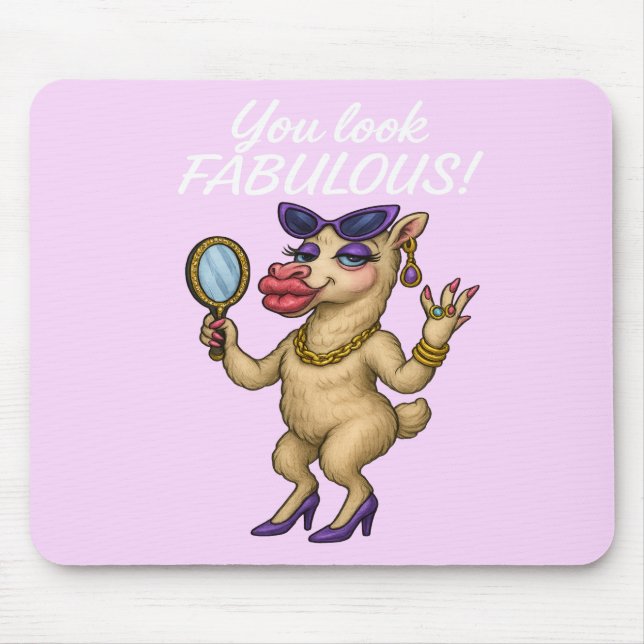 Glam Llama - Fabelhaft von Kopf bis Hoof Mousepad (Vorne)