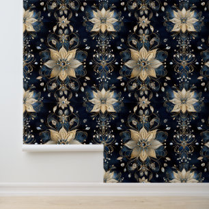 Glam Luxe Navy Gold Floral Tapete