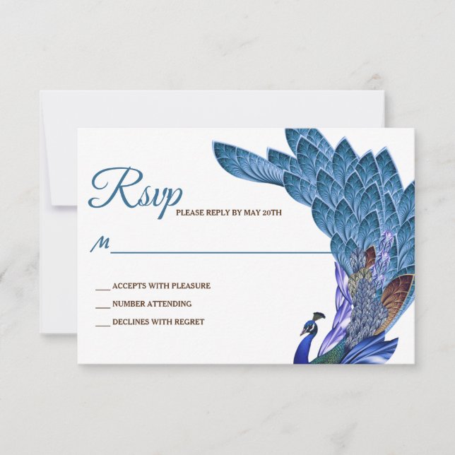 Glam & Luxe Peacock Wedding RSVP (Devant)