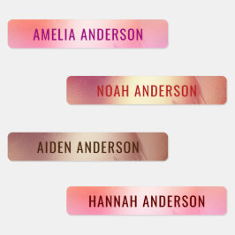 Glam Luxury Rose Gold Waterproof Name Labels Etiketten