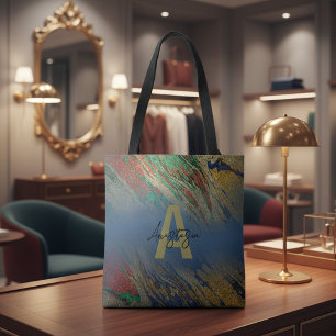 Glam Luxus Gold Glitter abstraktes Marmor Monogram Tasche