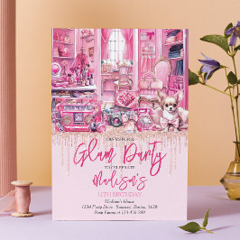 Glam Makeup Girl Birthday Party Einladung