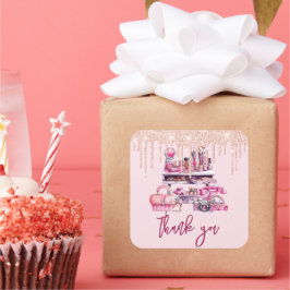 Glam Makeup Girl Birthday Quadratischer Aufkleber
