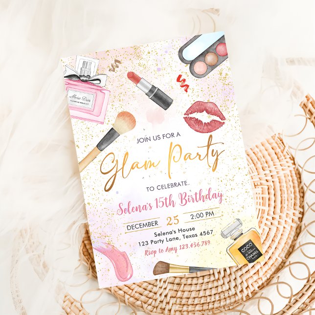 Glam Maquillage Anniversaire Spa Party Invitation (Créateur téléchargé)