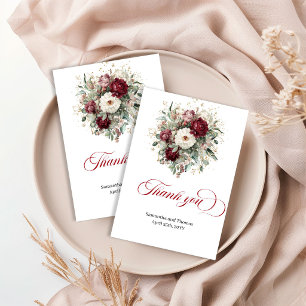 Glam Marsala Florale Eukalyptus Dankeskarten Dankeskarte