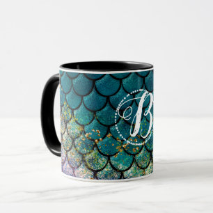 Glam Meerjungfrau Fischschuppen Türkis Lila Gold G Tasse
