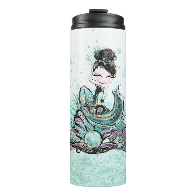 *~* Glam Mermaid Glitzer Girly Sea Thermosbecher (Vorderseite)