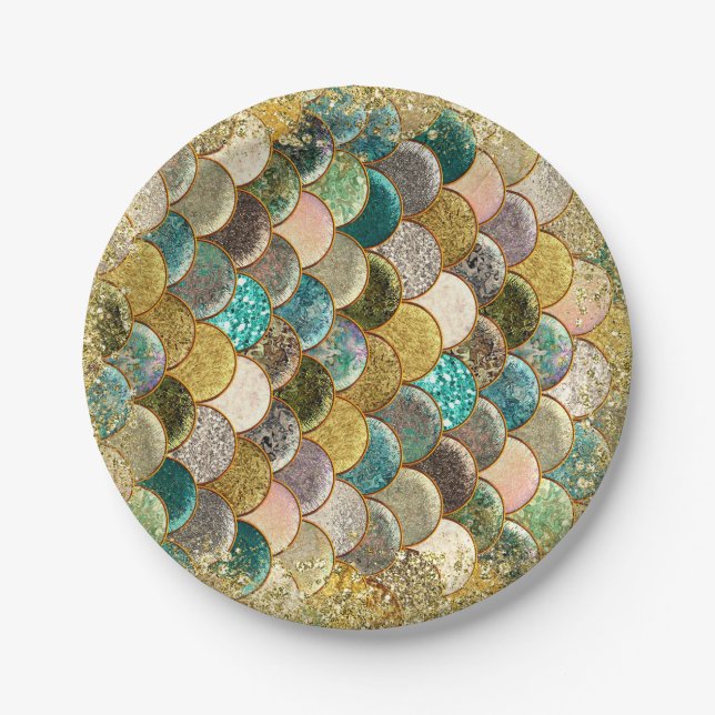 Glam Mermaid Scales Birthday Party Pappteller (Vorderseite)