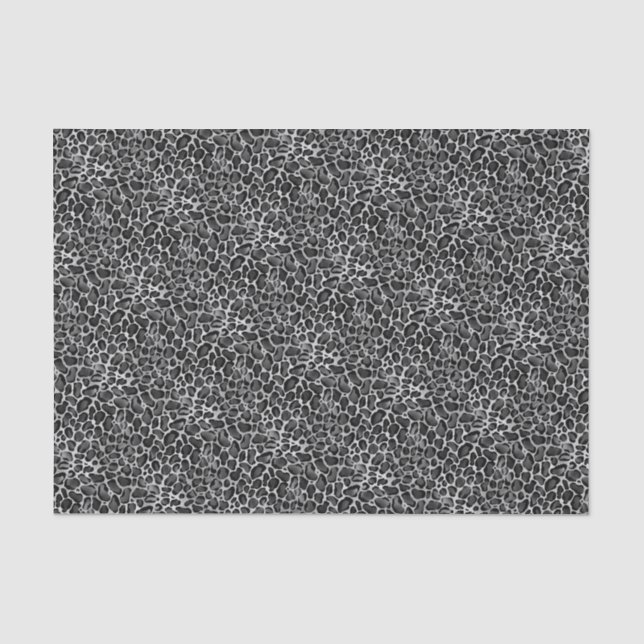 Glam Metallic Silver Small Leopard Print Seidenpapier (Vorderseite)