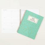 Glam Mint Green Gold Dots Muster Personalisiert Planer<br><div class="desc">Glam Mint Green Gold Dots Muster Personalisiert Planer</div>