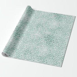 Glam Mint White Leopard Print Geschenkpapier