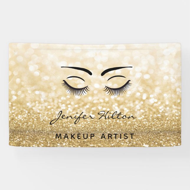 Glam moderne, schicke Goldglanzwimpern und Augenbr Banner (Horizontal)