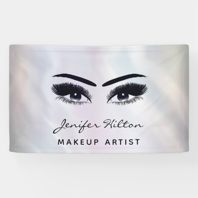 Glam moderne schicke holografische Wimpern & Augen Banner (Horizontal)