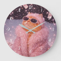 Glam Money Katze in rosa Pelzmantel und Sonnenbril