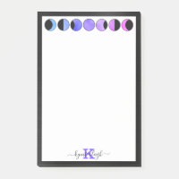 Glam Moon Phases Monogram Name Medium Rechteckig