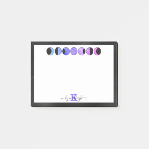 Glam Moon Phases Monogram Name Small Recangle Post-it Klebezettel