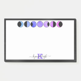 Glam Moon Phases Monogramm Name Groß rechteckig Post-it Klebezettel