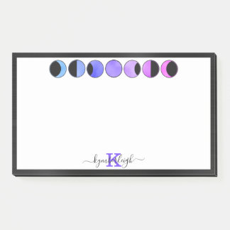 Glam Moon Phases Monogramm Name Groß rechteckig Post-it Klebezettel
