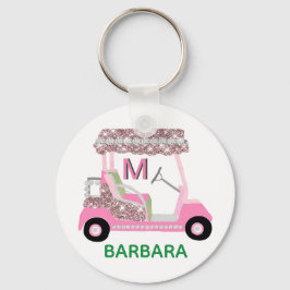 Glam Name Monogram Rose Gold Golf Cart Schlüsselan Schlüsselanhänger