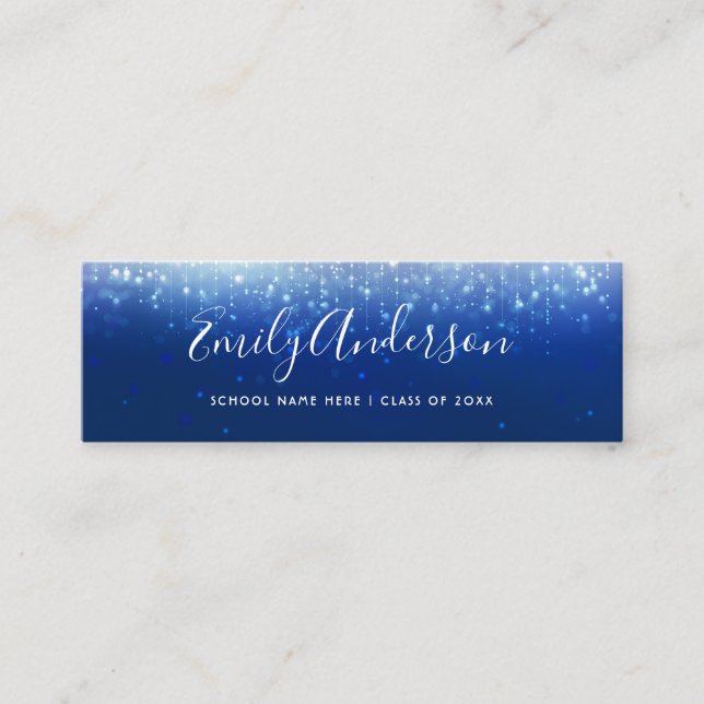 Glam Navy Blue Abschluss Name Insert Card Mini Visitenkarte (Vorderseite)