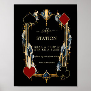 Glam Navy Gold Black Gatsby Casino Hochzeit Hashta Poster
