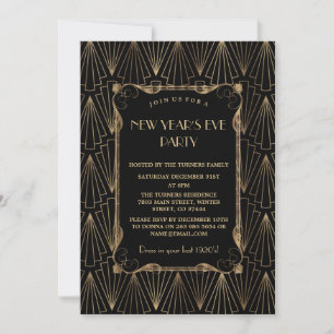 Glam Old Hollywood Great Gatsby New Year Party Einladung