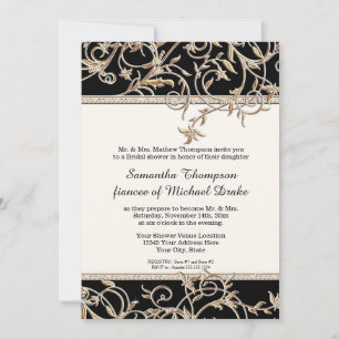 Glam Old Hollywood Regency Black Brautparty Einladung