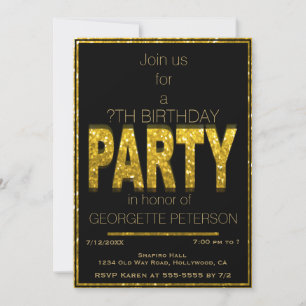 Glam Or   Invitation de fête d'anniversaire