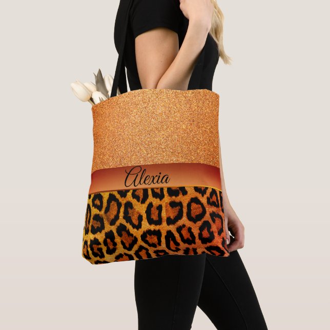 Glam Orange und Gold Leopard Tasche (Von Nahem)