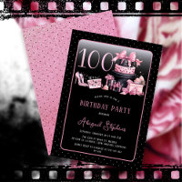 Glam Pink Black Fashion 100. Geburtstagsparty