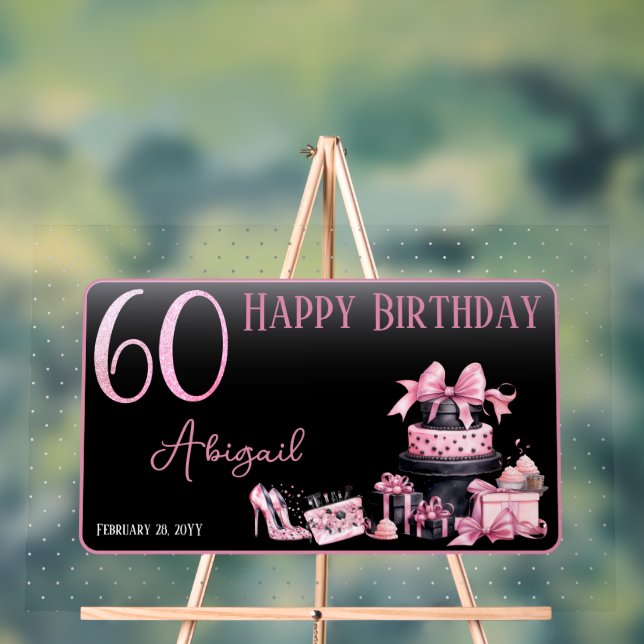 Glam Pink Black Fashion 60th Birthday Party (Neutre)