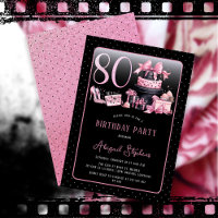 Glam Pink Black Fashion 80. Geburtstagsparty