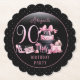Glam Pink Black Fashion 90th Birthday Party Untersetzer (Vorderseite)