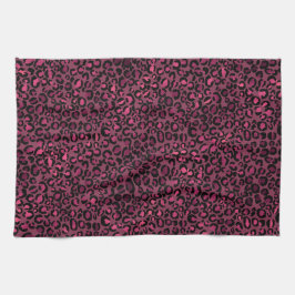 Glam Pink Black Leopard Print Geschirrtuch