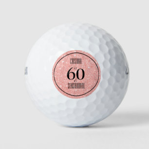 Glam Pink & Black Personalisiert 60 & Sensational Golfball