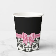 Glam Pink Bow Diamond Zebra Print Black