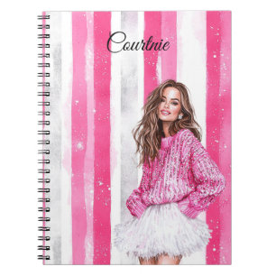 Glam Pink Brown Haarbild Notizblock
