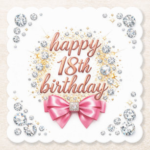 Glam Pink Diamant Glücklicher 18. Geburtstag Desig Untersetzer