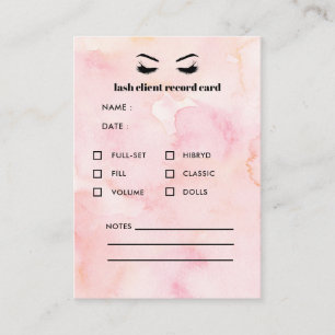 Glam PINK Eyelash Extension Client Consultation Visitenkarte