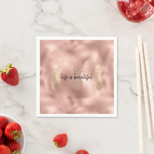 Glam Pink Glitz Gold Ananas tropisch Serviette