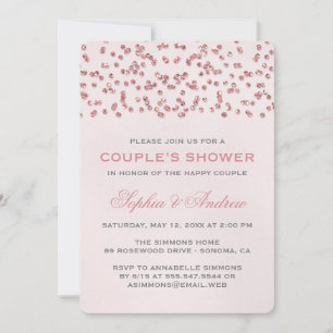 Glam Pink Glitzer Confetti Wedding Couple Dusche Einladung
