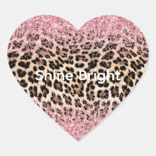 Glam Pink Glitzer Cream Leopard Glitzer Herz-Aufkleber