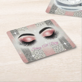 Glam Pink Glitzer Eyelashes Rechteckiger Pappuntersetzer