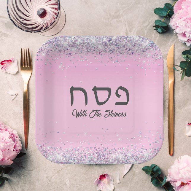 Glam Pink Glitzer Hebräisch Pessach Abendessen Sex Pappteller (Von Creator hochgeladen)