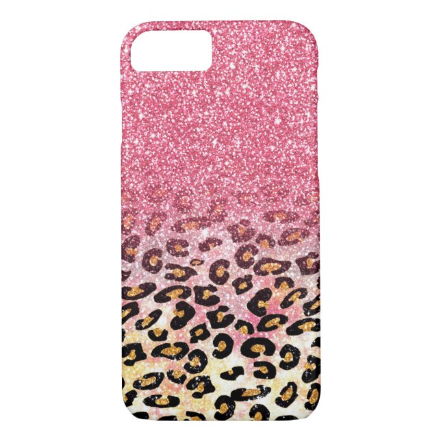 Glam Pink Glitzer Leopard Muster Case-Mate iPhone Hülle (Rückseite)