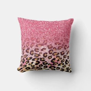 Glam Pink Glitzer Leopard Muster Kissen