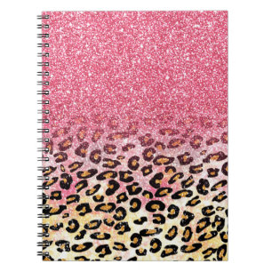 Glam Pink Glitzer Leopard Muster Notizblock
