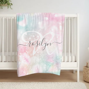 Glam Pink Glitzer Pastel Girly Pattern Fleecedecke