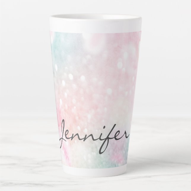 Glam Pink Glitzer Pastel Girly Pattern Milchtasse (Vorderseite)