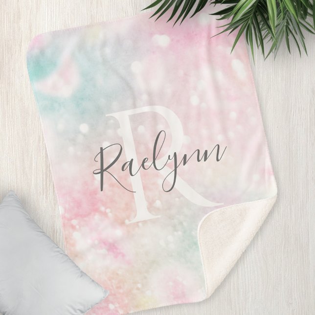 Glam Pink Glitzer Pastel Girly Pattern Sherpadecke (Von Creator hochgeladen)